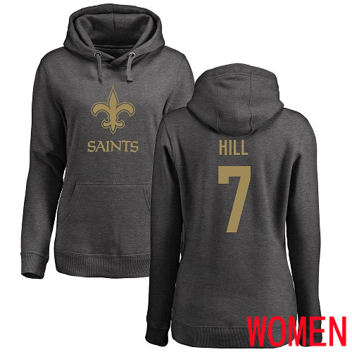 New Orleans Saints Ash Women Taysom Hill One Color NFL Football 7 Pullover Hoodie Sweatshirts